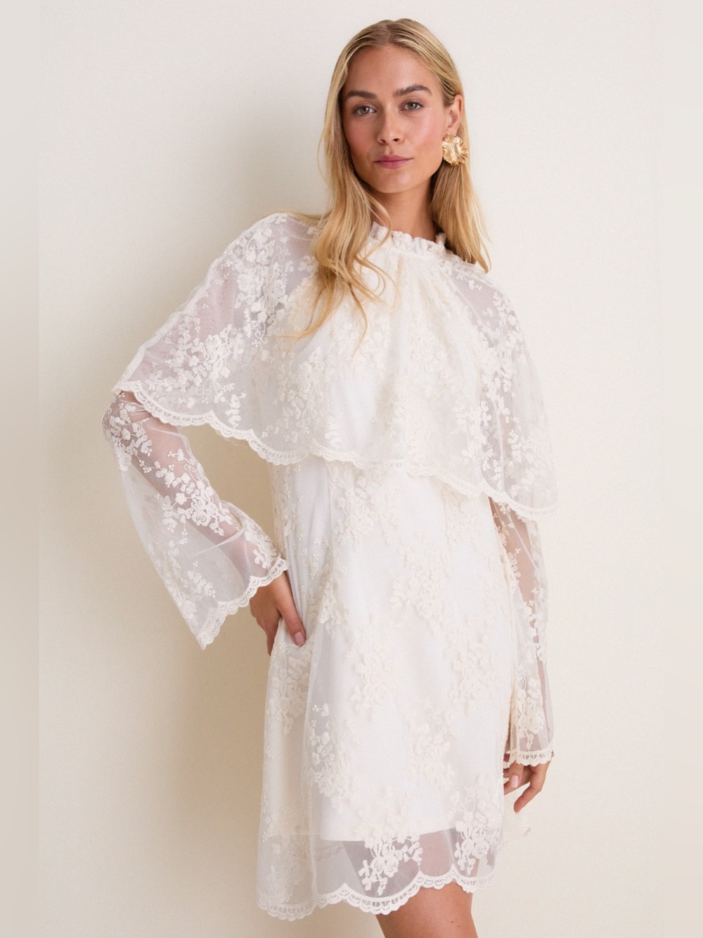 Hyacinth House Cream Lace Collar Annabel Mini Dress Size Medium Tuckernuck NWT
